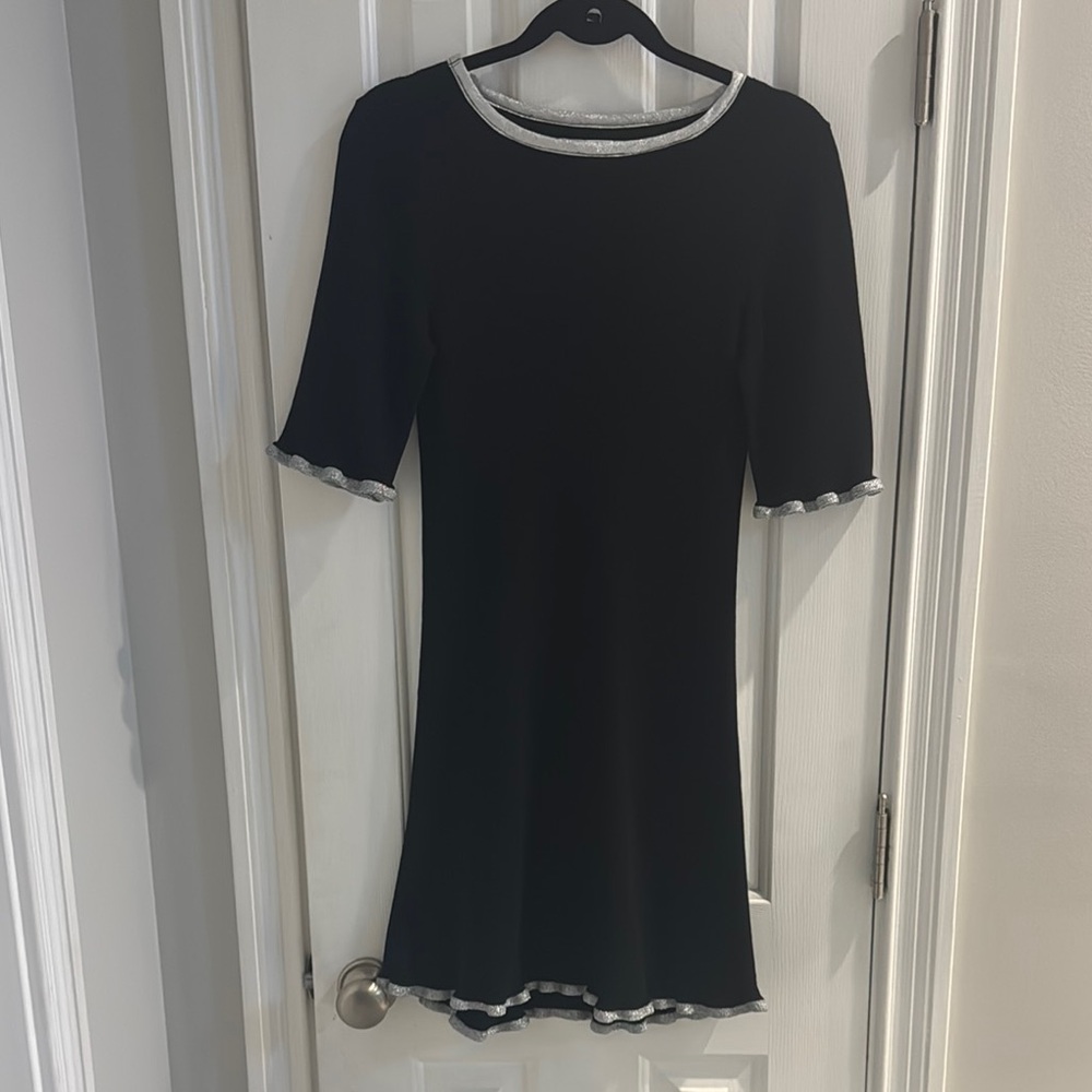 Toccin x RTR Elegant Black Dress with Silver Trim